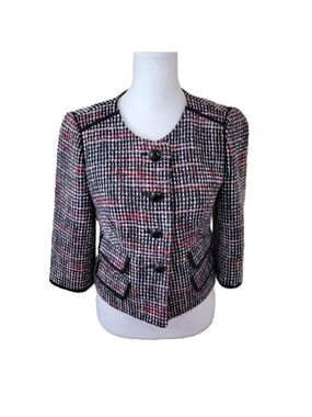Ann Taylor Loft Tweed Style Bouclé Jacket Multicolored Coat Women's Size 2